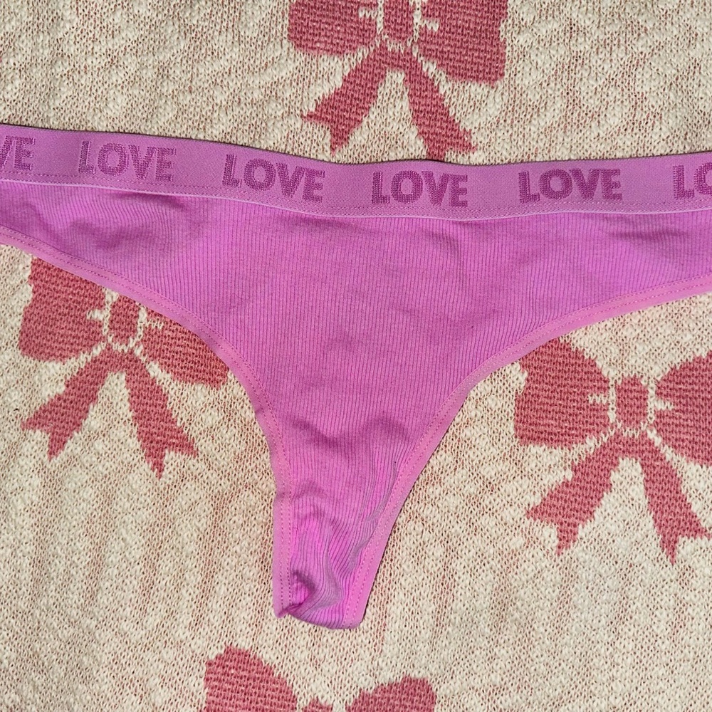 Pink love thong